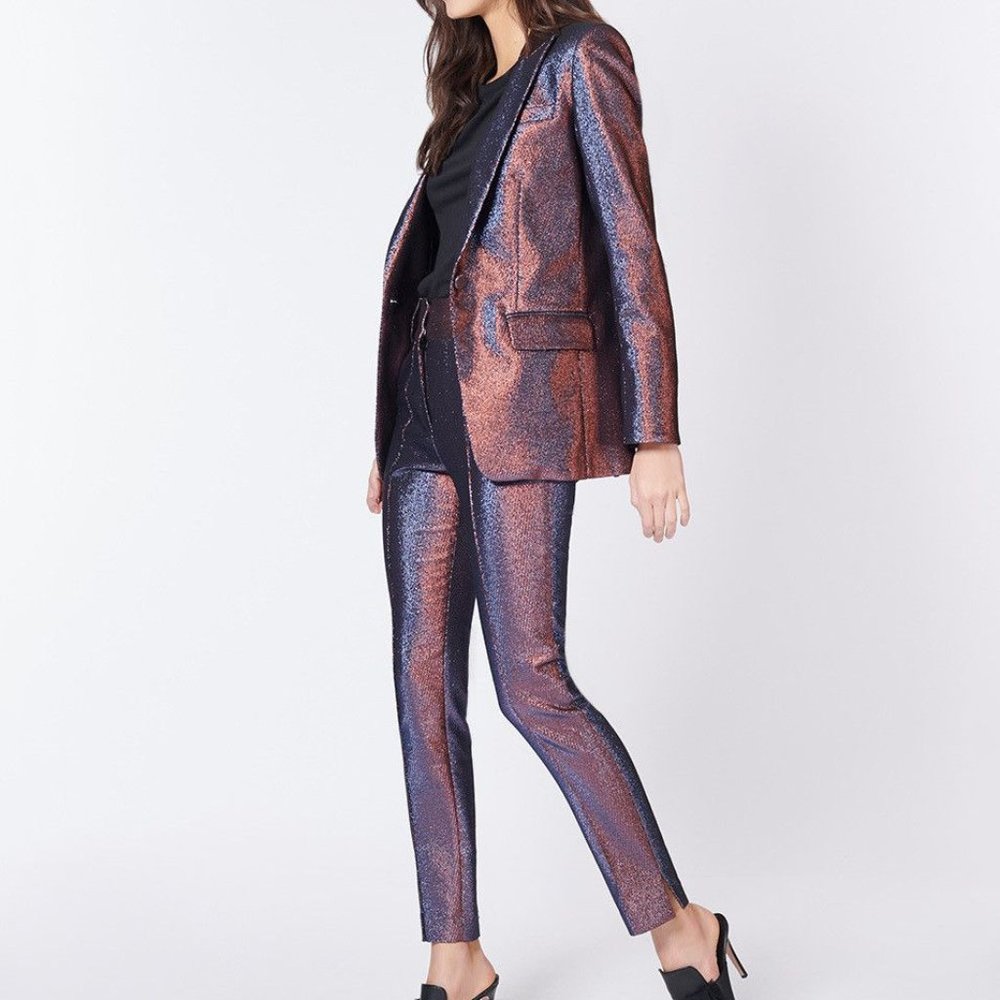 Veronica Beard Suit SET-  Ashburn Metallic Blazer Lago Skinny Trousers
